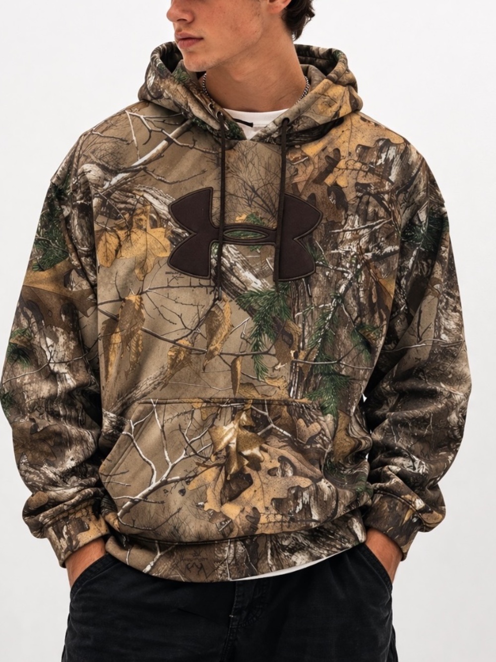 Under Armour Hoodie Mens Size Medium Brown Camoflauge Hunting Fishing Gorpcore